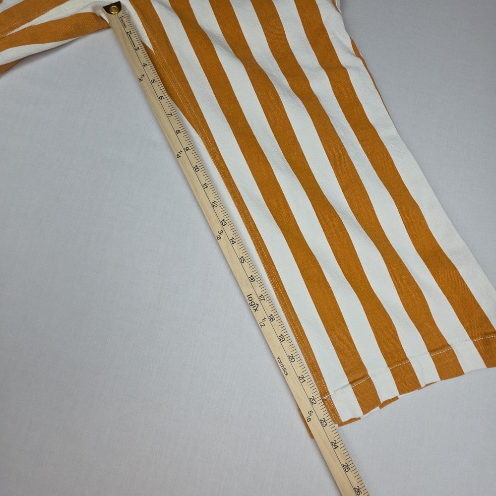 Wild Fable Wide Leg Striped Crop Pants Womens 10 Orange White Cotton Blend Denim - Picture 6 of 11